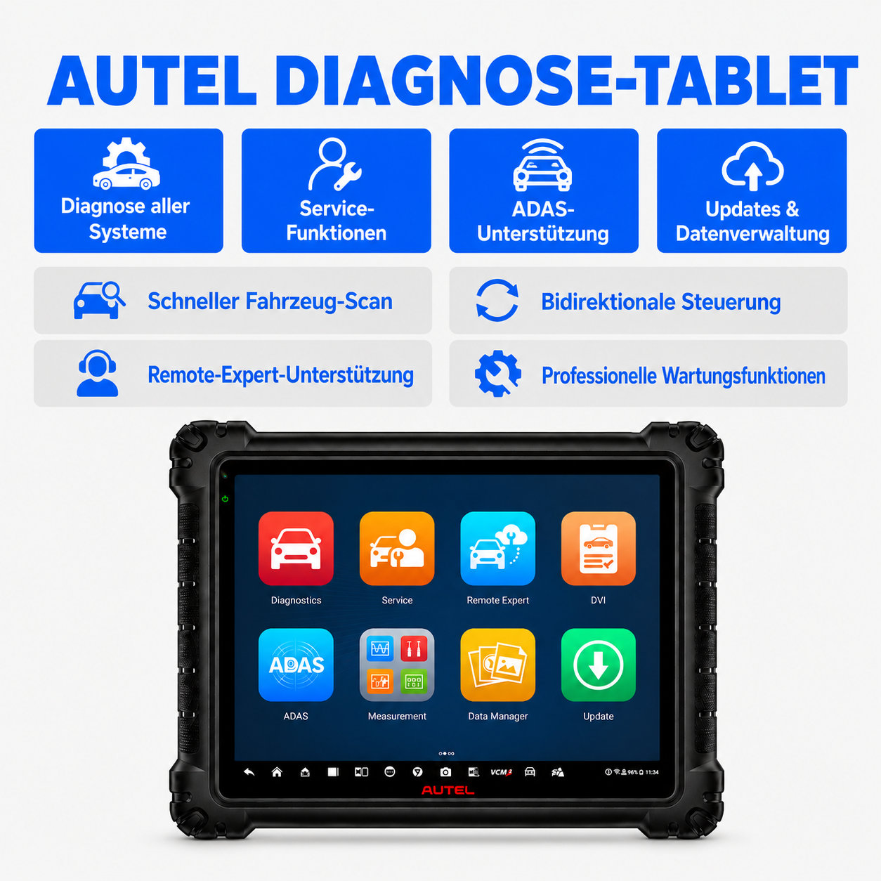 Profi-Kfz-Diagnosegerät mit ECU-Codierung, bidirektionaler Steuerung, CAN-FD & Fehlerscan